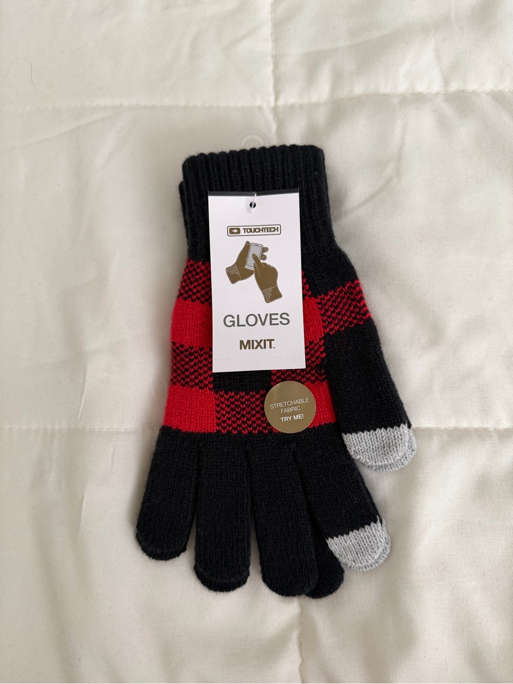 Touchscreen Gloves in Black, Red & Gray